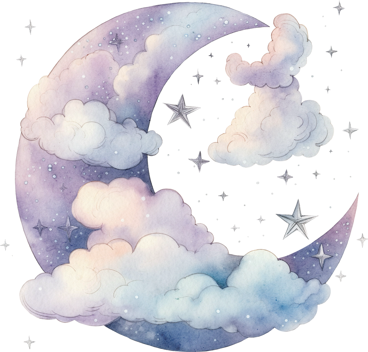 Crescent moon with clouds